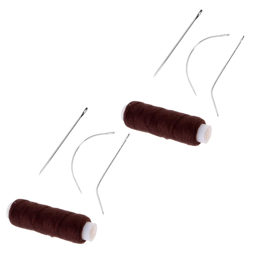 2 Set Hair Sewing Weaving Thread Needles Kit for Hair Extensions Weft Braid