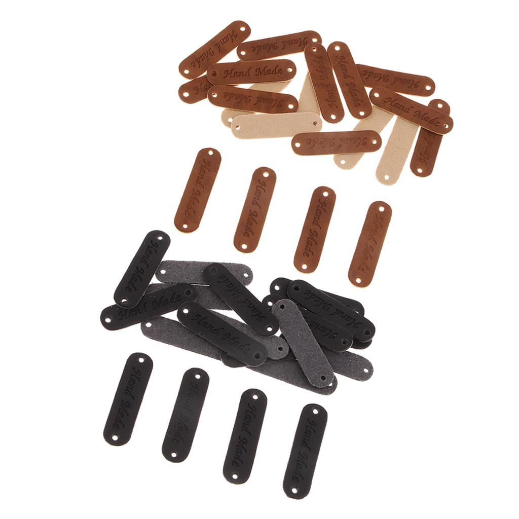 40pcs Retro Synthetic PU Leather Tag DIY Handmade Sew Label Patches