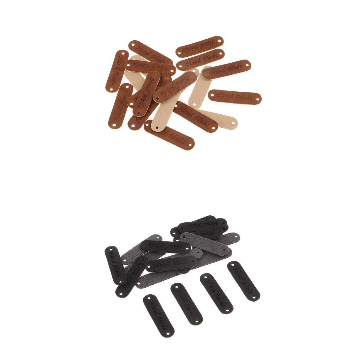 40pcs Retro Synthetic PU Leather Tag DIY Handmade Sew Label Patches