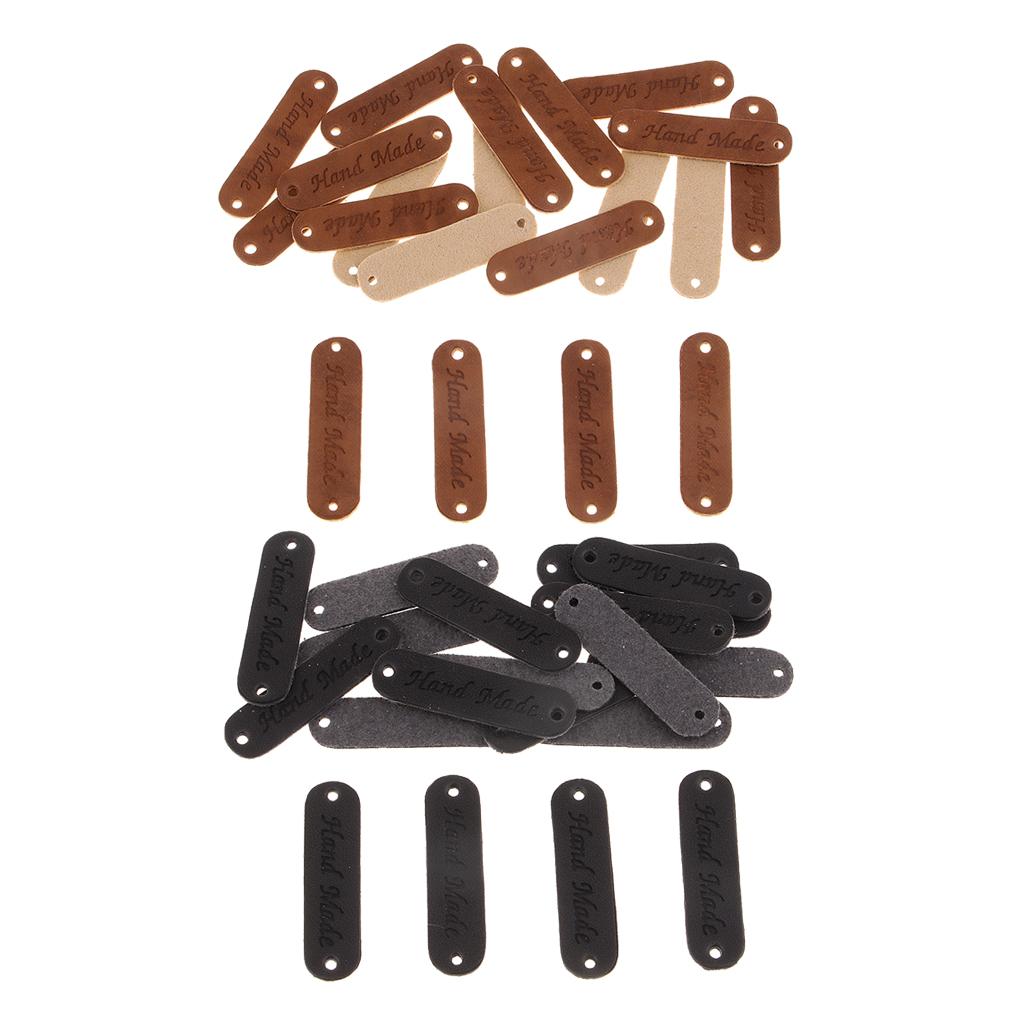 40pcs Retro Synthetic PU Leather Tag DIY Handmade Sew Label Patches