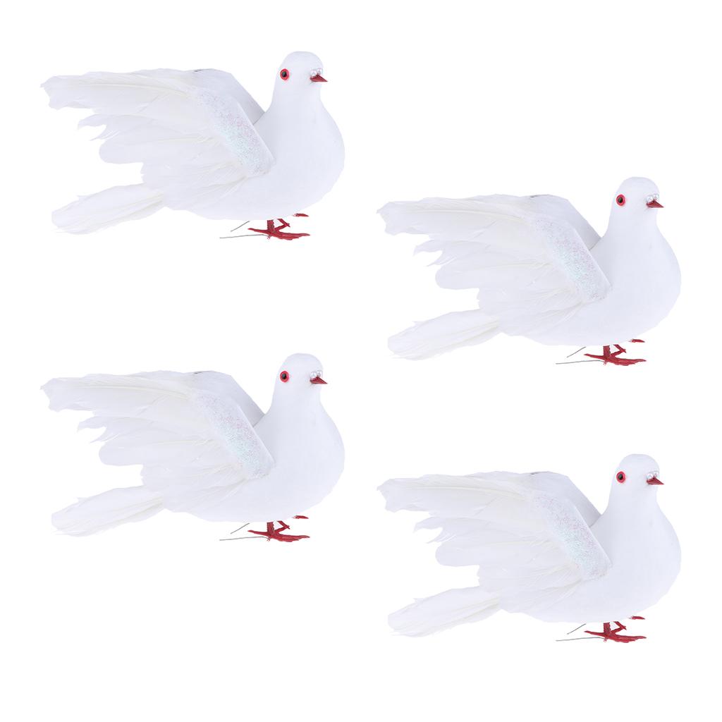 4Pcs Fake Artificial Feather Foam Doves Birds Wedding Decoration Flying Dove