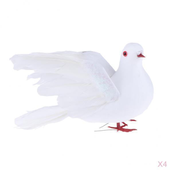 4Pcs Fake Artificial Feather Foam Doves Birds Wedding Decoration Flying Dove