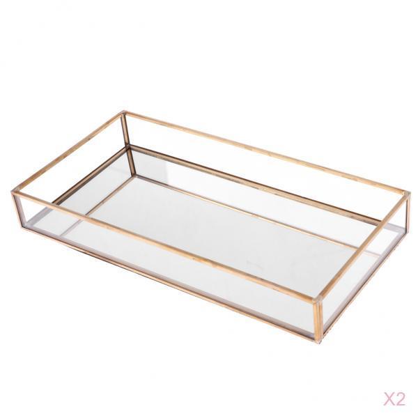 2pcs Geometric Glass Jewelry Box Terrarium Plant Succulent Planter Box