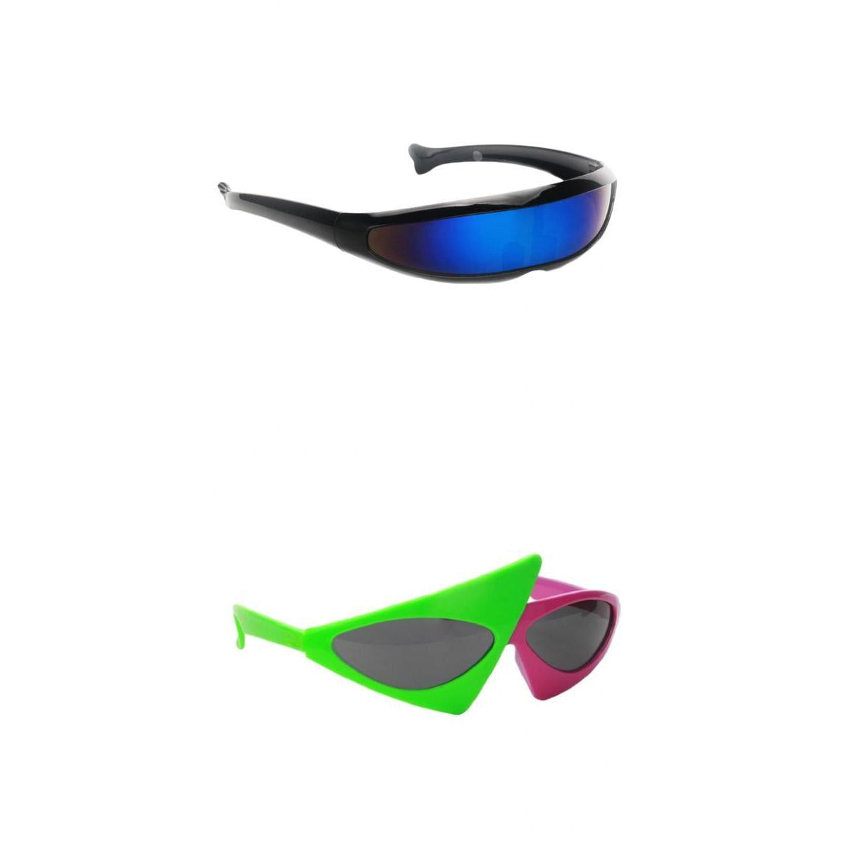 2 Pieces Sunglasses Party Glasses Cosplay Props Futuristic Narrow
