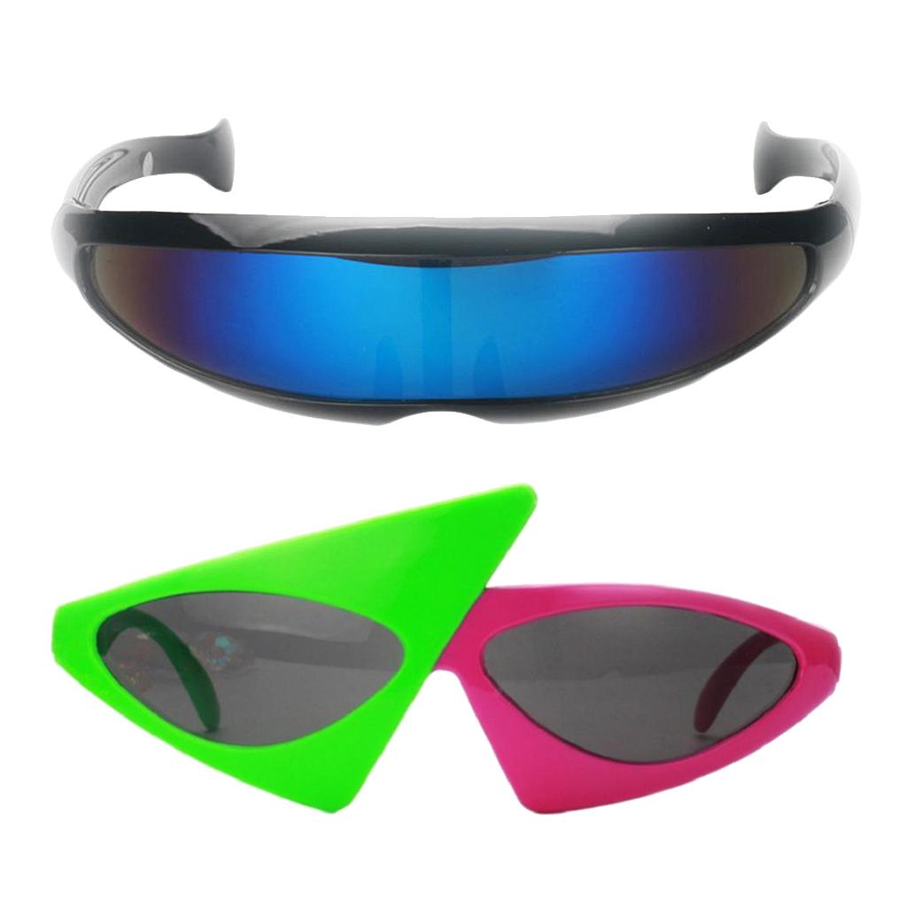 2 Pieces Sunglasses Party Glasses Cosplay Props Futuristic Narrow