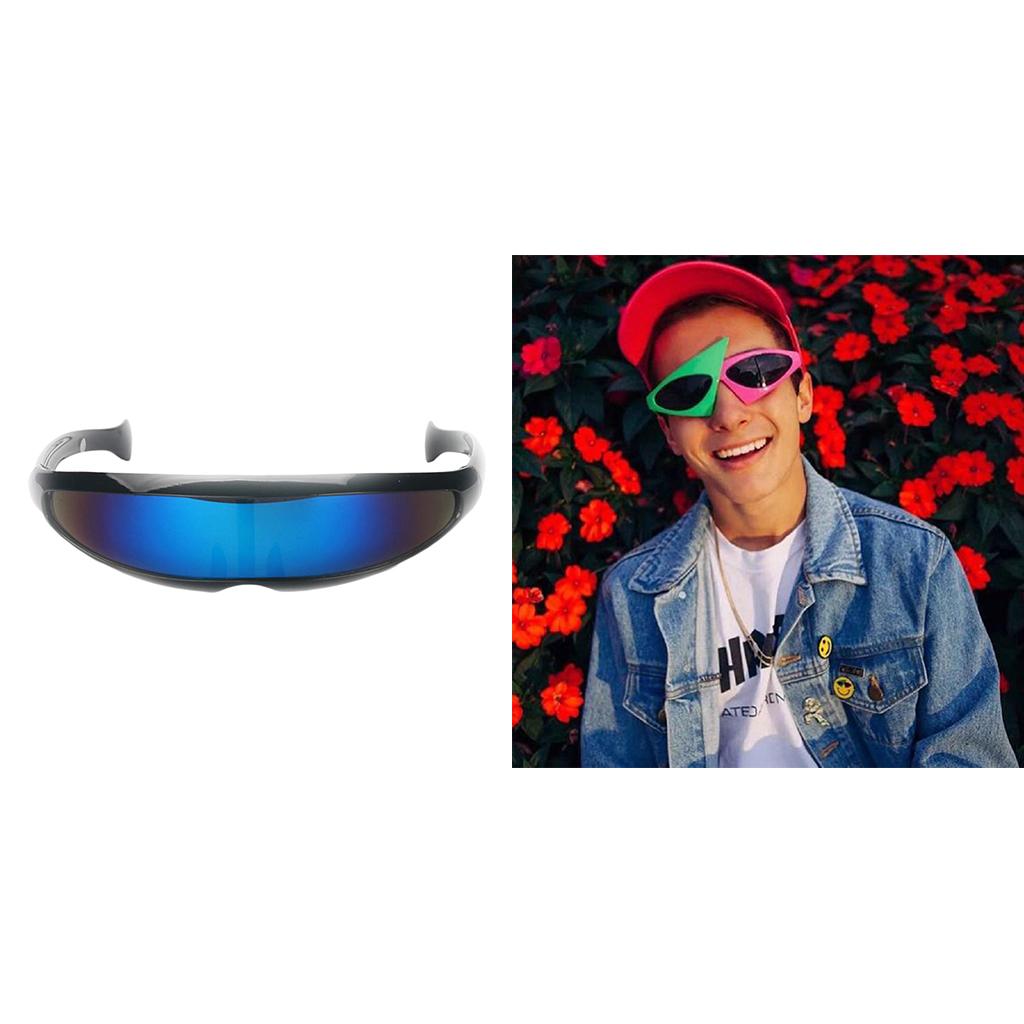 2 Pieces Sunglasses Party Glasses Cosplay Props Futuristic Narrow
