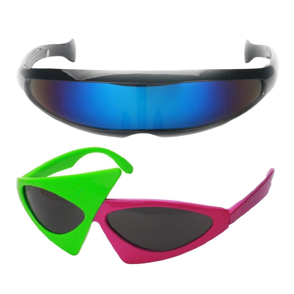 2 Pieces Sunglasses Party Glasses Cosplay Props Futuristic Narrow