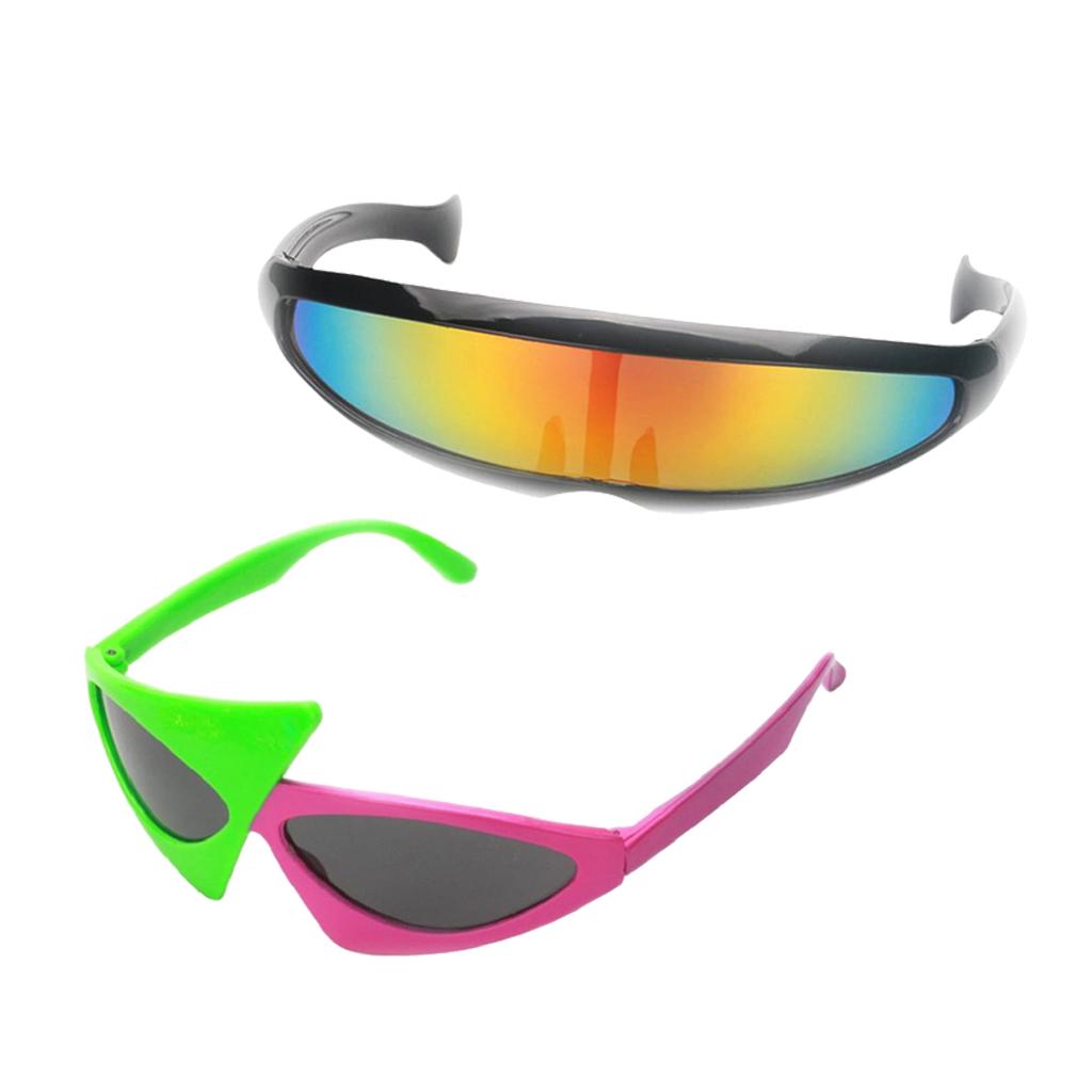2 Pieces Sunglasses Party Glasses Photo Booth Futuristic Narrow