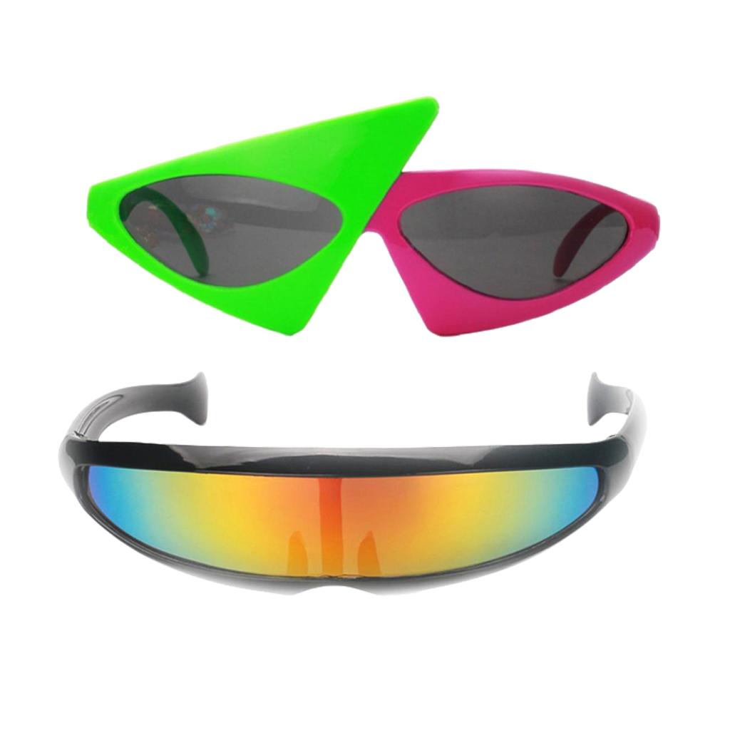 2 Pieces Sunglasses Party Glasses Photo Booth Futuristic Narrow