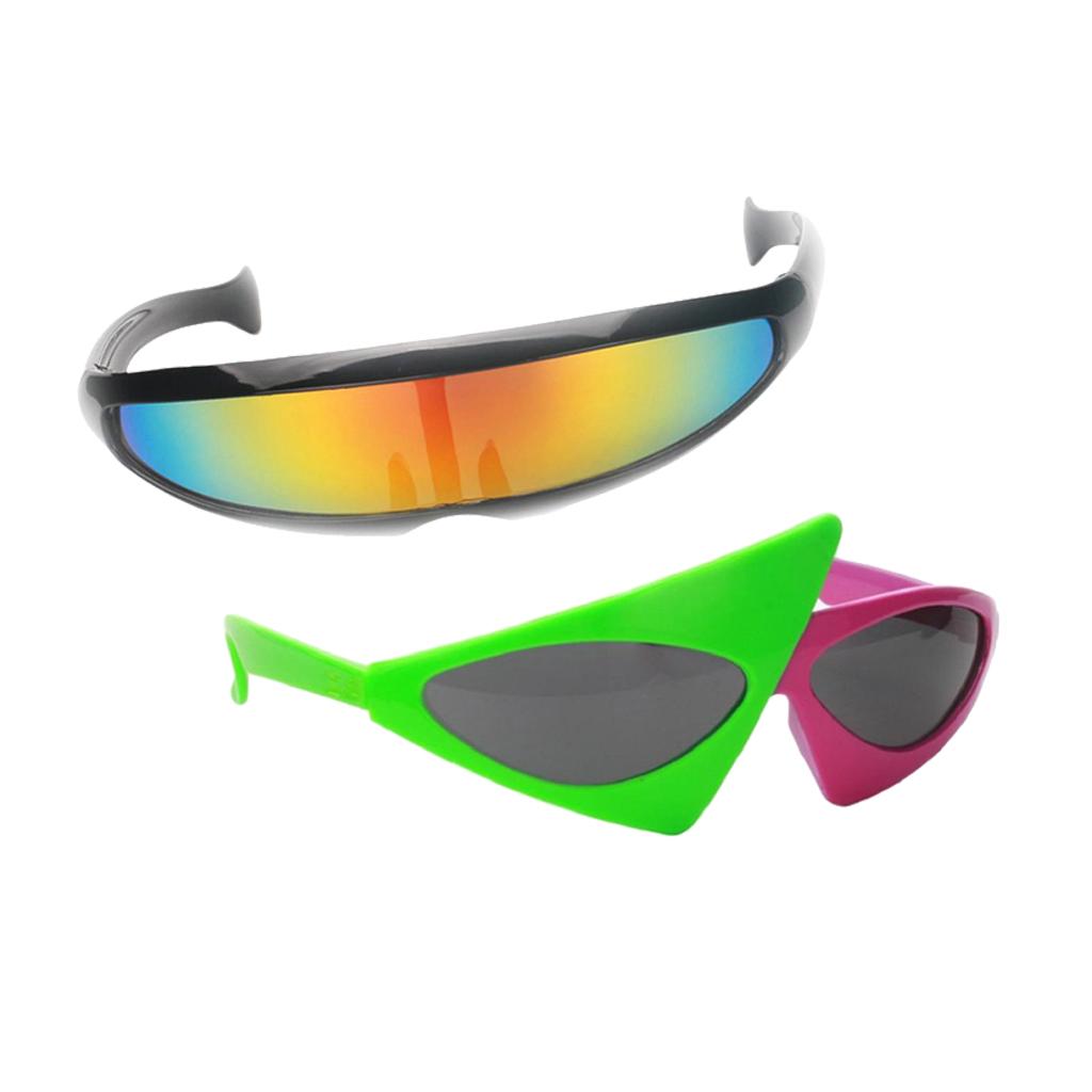 2 Pieces Sunglasses Party Glasses Photo Booth Futuristic Narrow