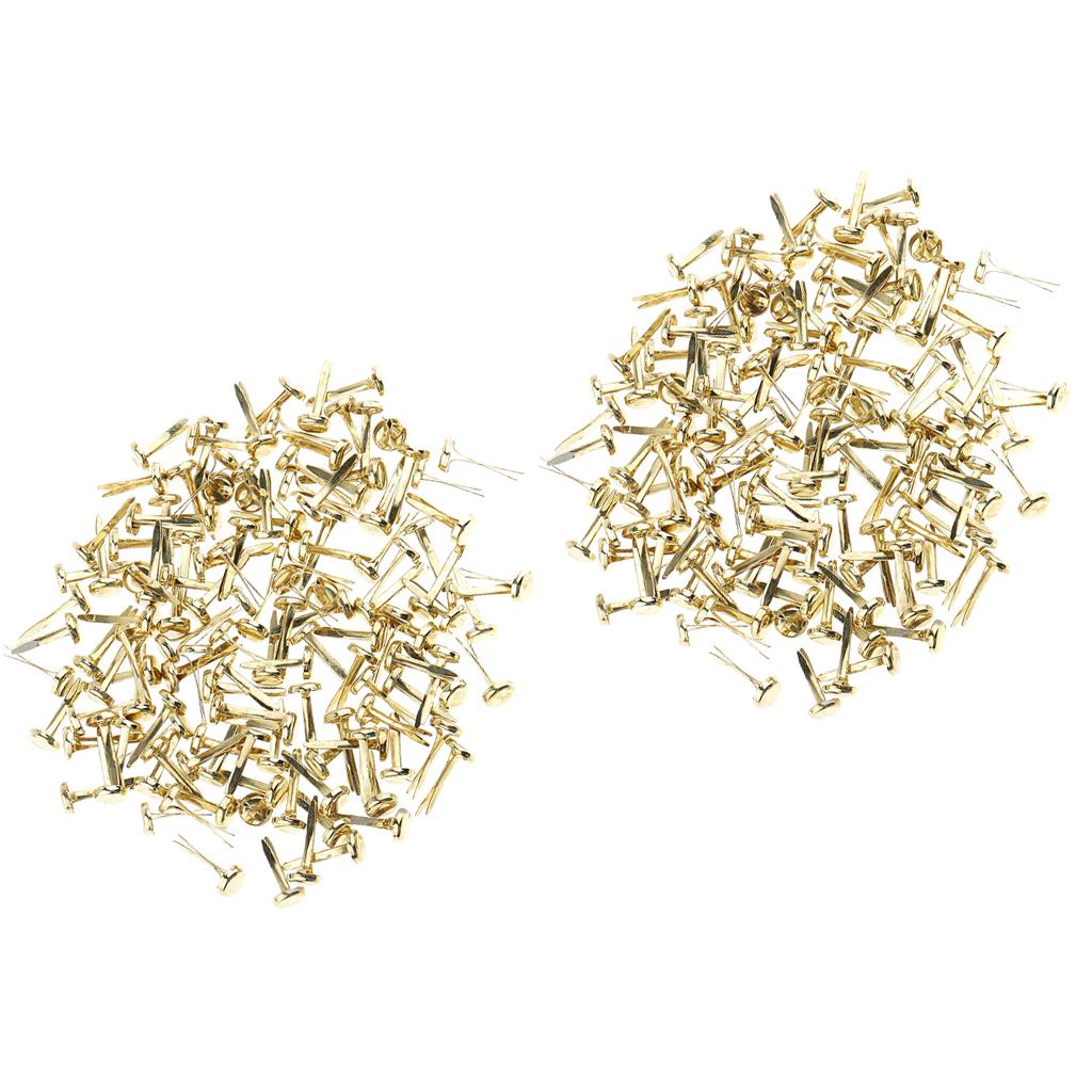 400 Pieces Metal Iron Brads Paper Fastener for Scrapbooking Craft Gold 8mm