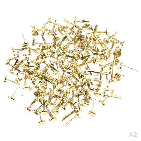 400 Pieces Metal Iron Brads Paper Fastener for Scrapbooking Craft Gold 8mm