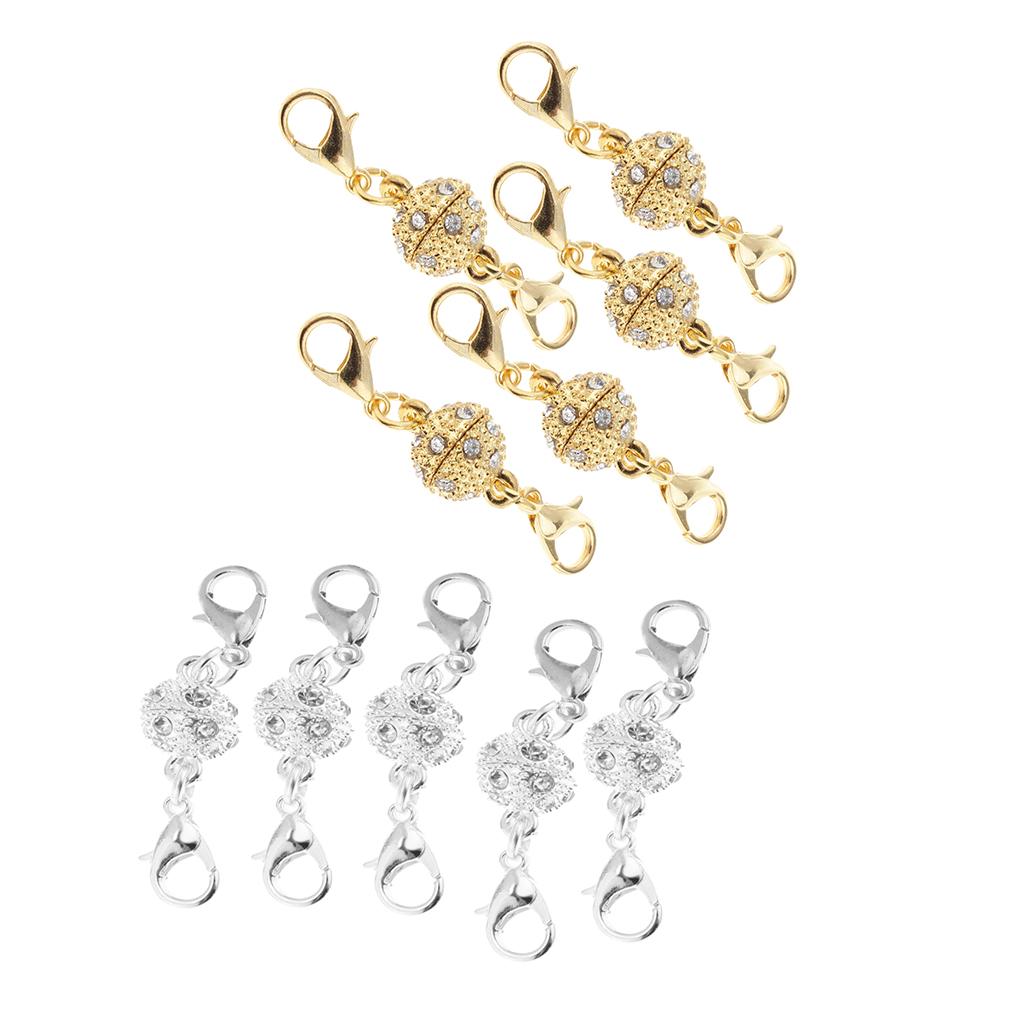 10 Pieces Crystal Round 8mm Ball Lobster Clasp Hook Magnetic Jewelry Making