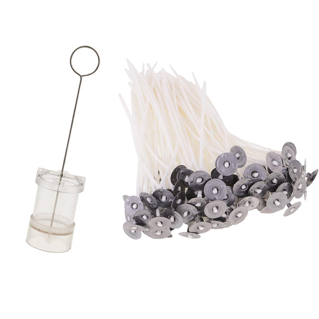 7.5cm Plastic Church Top Round Candle DIY Mold & 50Pcs 10cm Pre Tabbed Wicks