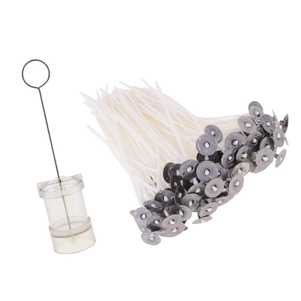 7.5cm Plastic Church Top Round Candle DIY Mold & 50Pcs 10cm Pre Tabbed Wicks