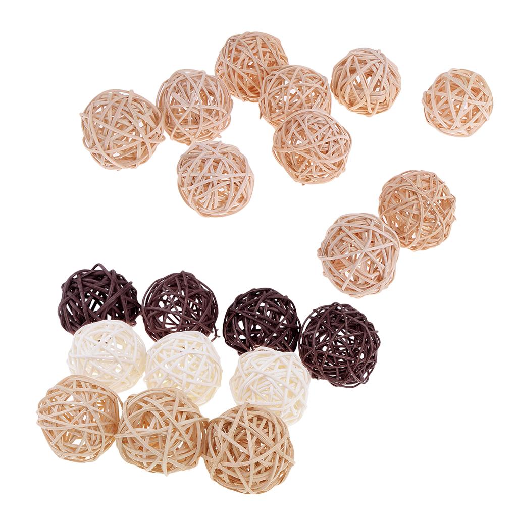 20Pcs 5cm Wicker Rattan Ball Twig Orbs Balls DIY Ornaments Crafts Natural