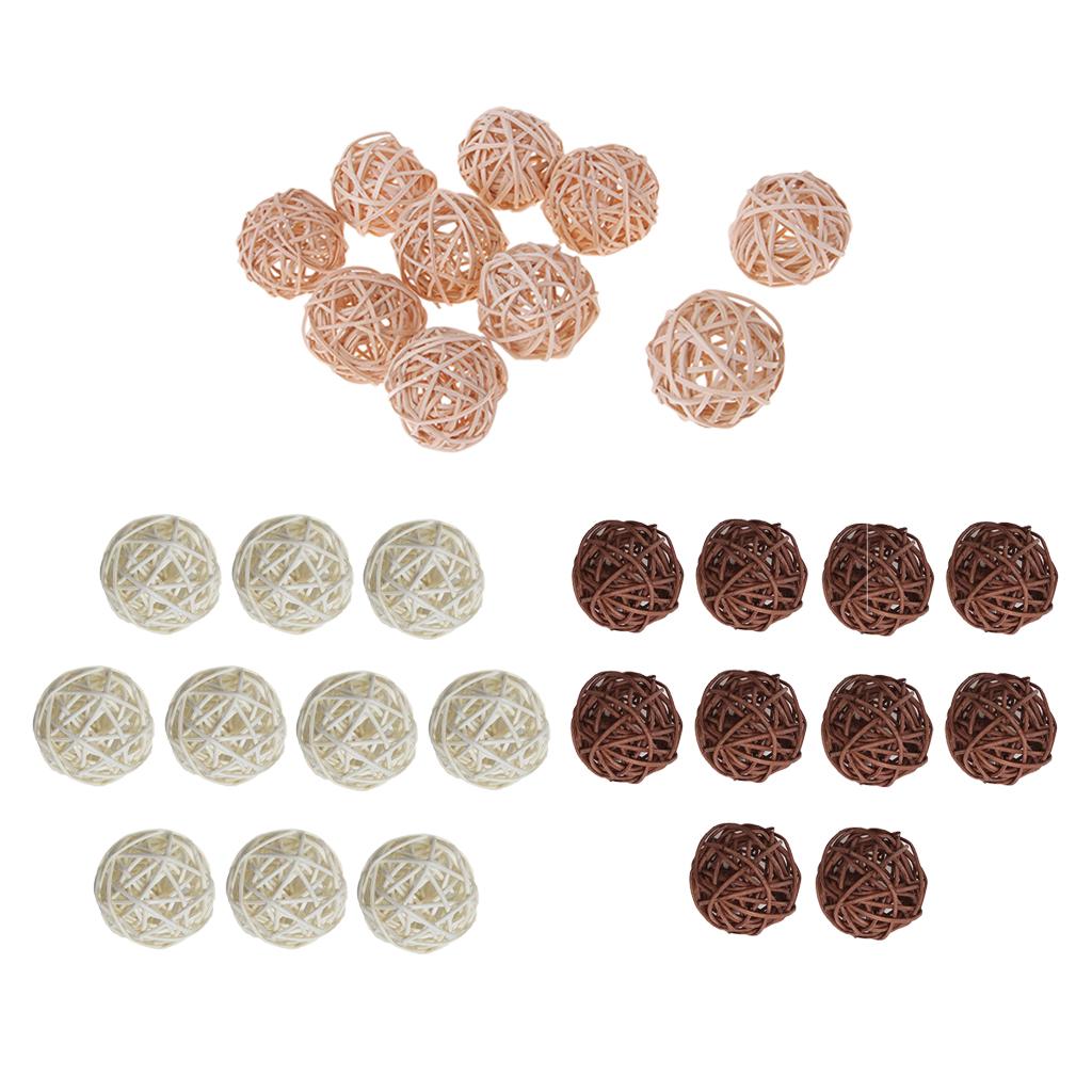 30 Pcs Wicker Rattan Ball Ornaments Wedding Xmas Party Hanging Decor Mixed