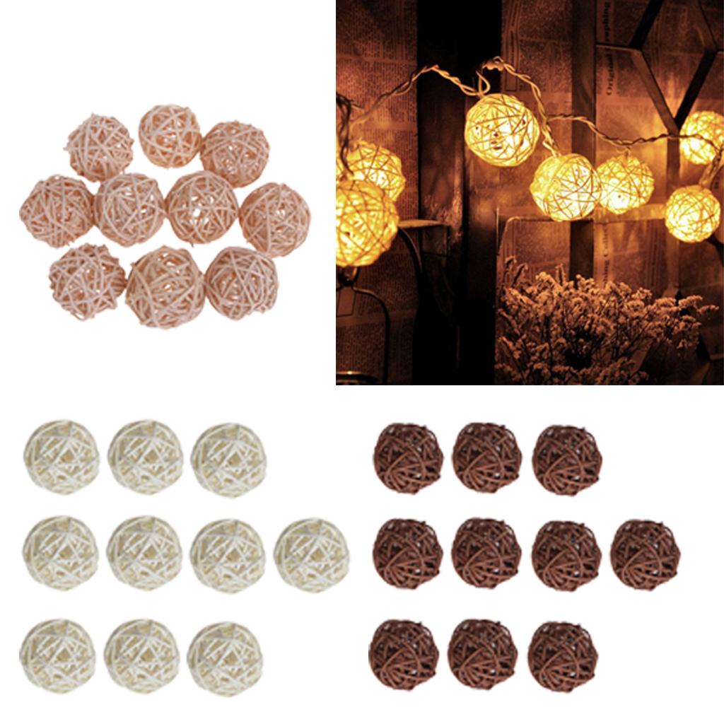 30 Pcs Wicker Rattan Ball Ornaments Wedding Xmas Party Hanging Decor Mixed