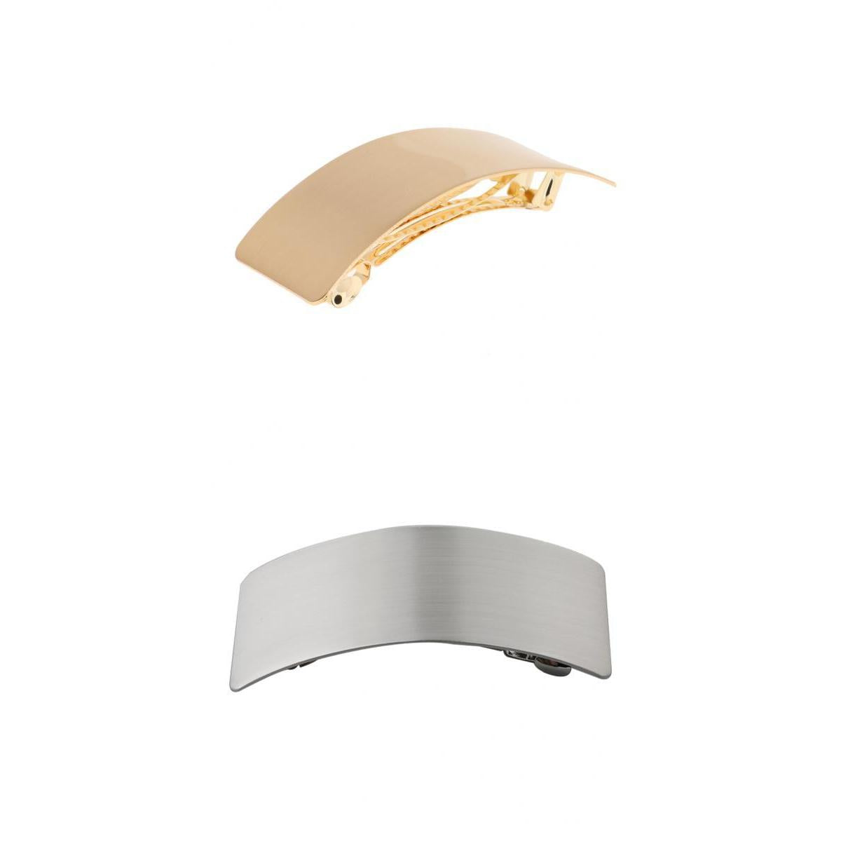 2x Automatic Metal French Barrette Large Hair Clip Pin Ponytail Holder