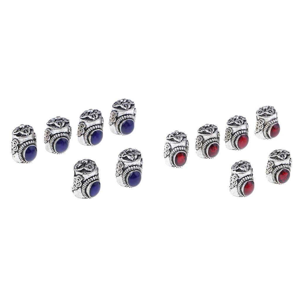12 Pieces Leather Cord End Cap Beads Stopper Craft Jewelry Findings Blue Red