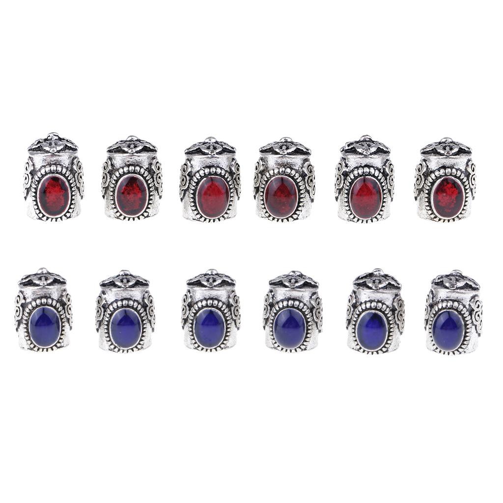 12 Pieces Leather Cord End Cap Beads Stopper Craft Jewelry Findings Blue Red
