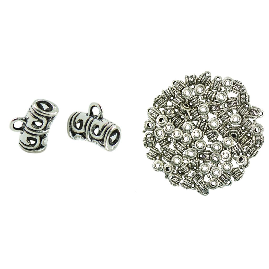 100x Hanger Dangle Charm Pendants Spacer Beads with Loop Tibetan Silver