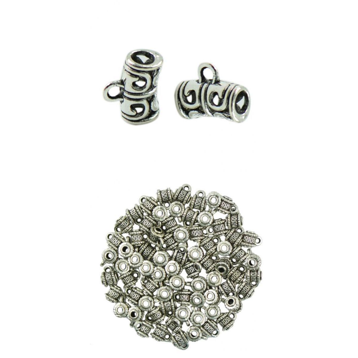 100x Hanger Dangle Charm Pendants Spacer Beads with Loop Tibetan Silver