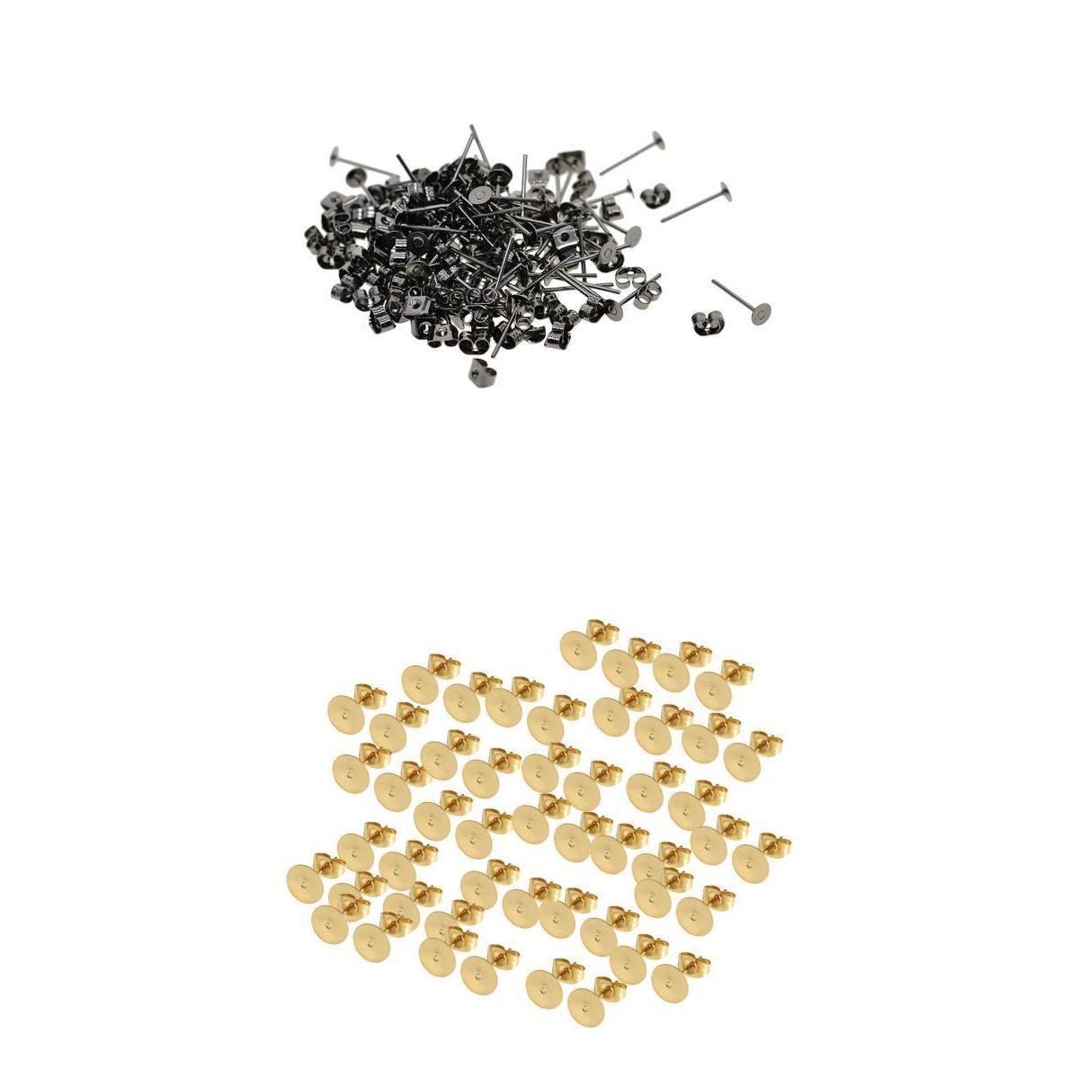 300 Piece 4mm Metal Earring Posts and Backs for DIY Earring Findings Jewelry