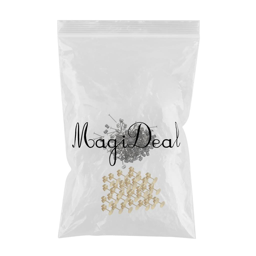 300 Piece 4mm Metal Earring Posts and Backs for DIY Earring Findings Jewelry