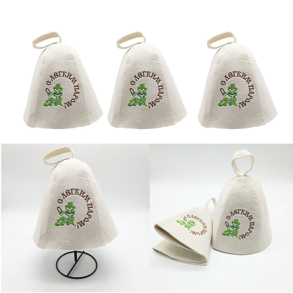 3x Wool Hat for Sauna Banya Bath House Head Protection Embroidered Unisex