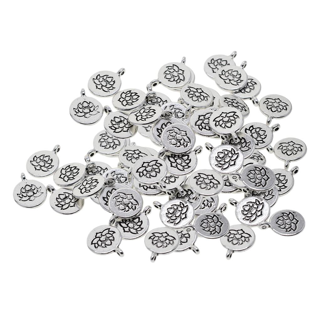 90x Tibetan Silver Lotus Yoga Charms DIY Pendant for Necklace Jewelry Making