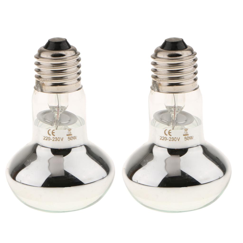 2x Infrared Reptile UVA Lamp Heating Light Lamp Bulb for Lizard Snake 50W