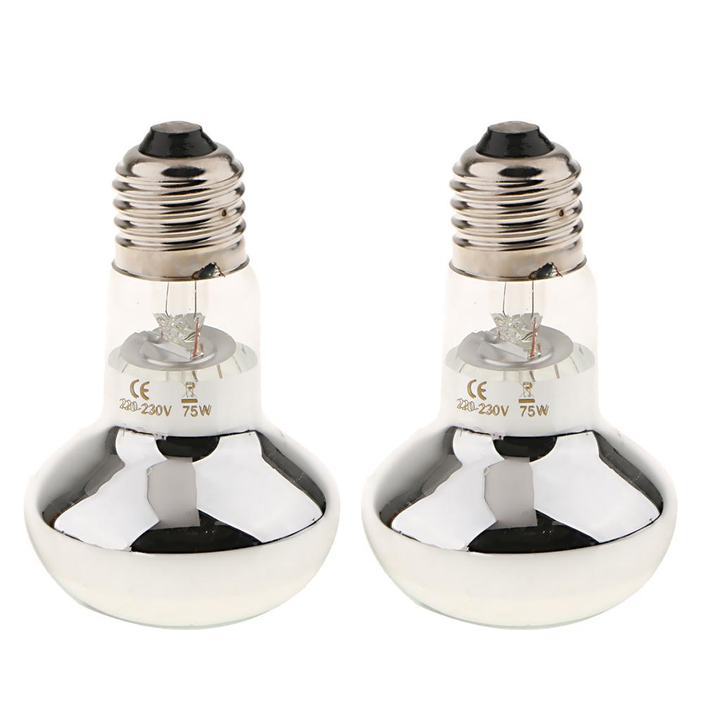 2x Infrared Reptile UVA Lamp Heating Light Lamp Bulb for Lizard Snake 75W