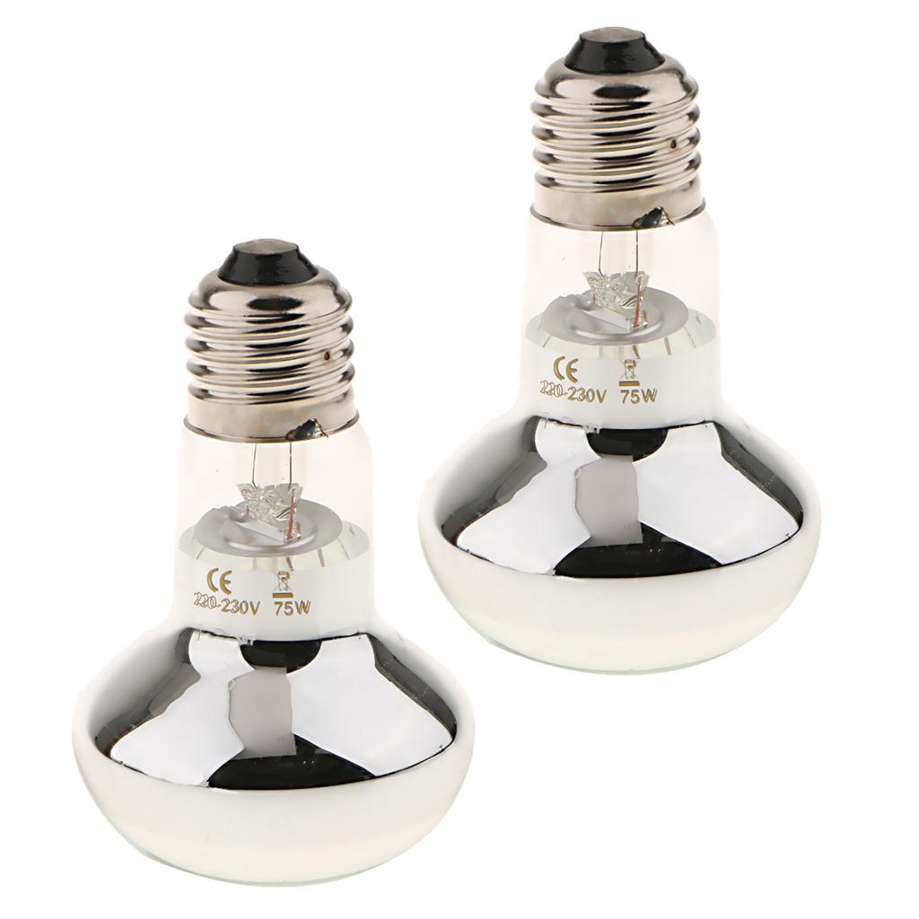 2x Infrared Reptile UVA Lamp Heating Light Lamp Bulb for Lizard Snake 75W
