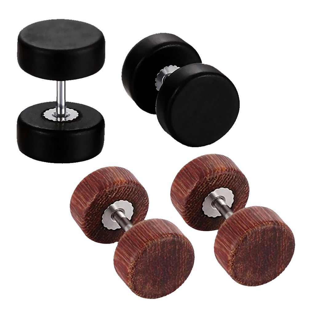 2 pairs Wooden Earrings Mens Womens Stud Earrings Ear Piercing Plugs Tunnels