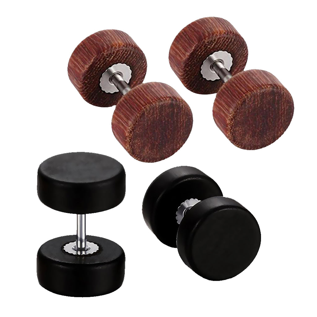 2 pairs Wooden Earrings Mens Womens Stud Earrings Ear Piercing Plugs Tunnels
