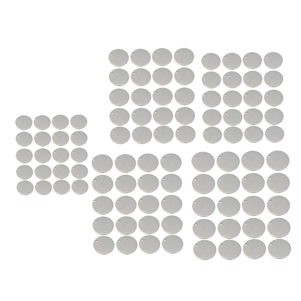 100pcs Round Stainless Steel Tags Findings Pet Identification Metal Blank