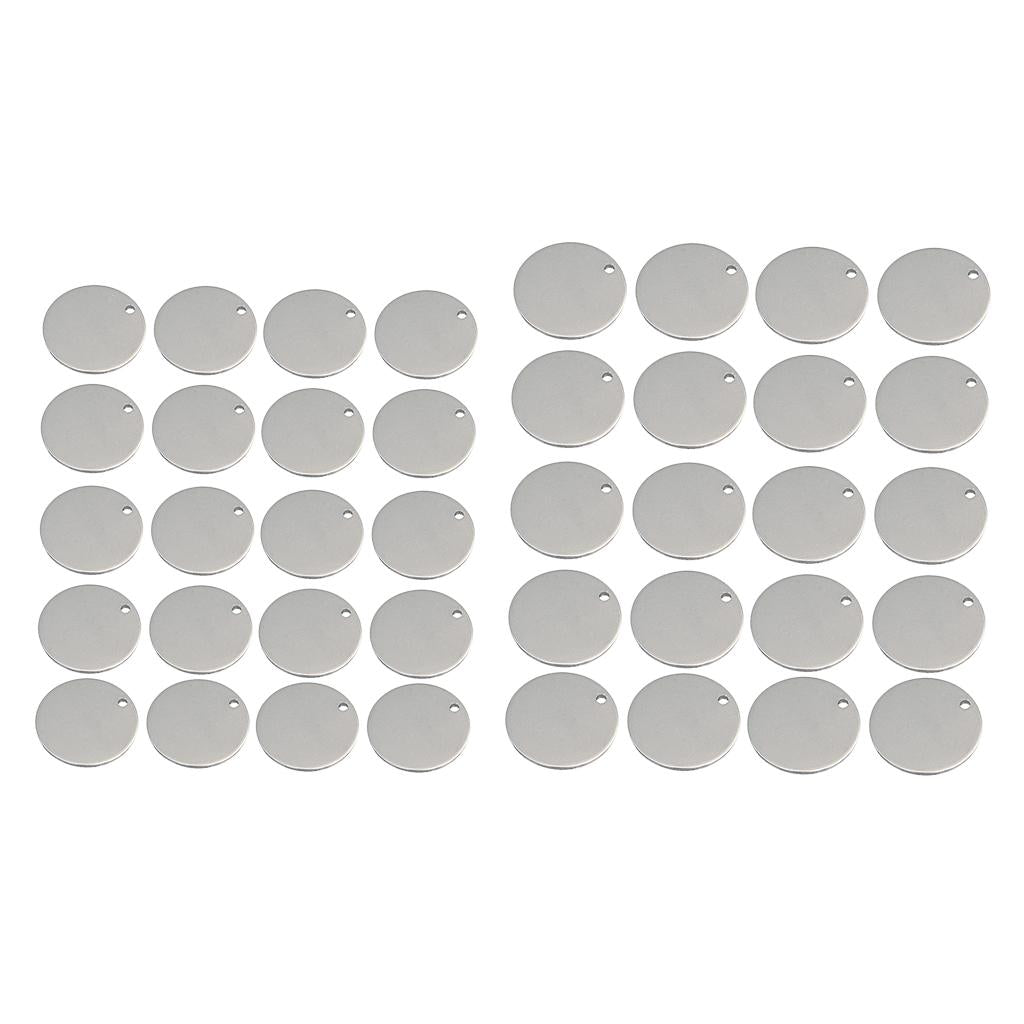 40pcs Round Stainless Steel Tag Findings Pet Identification Metal Blank