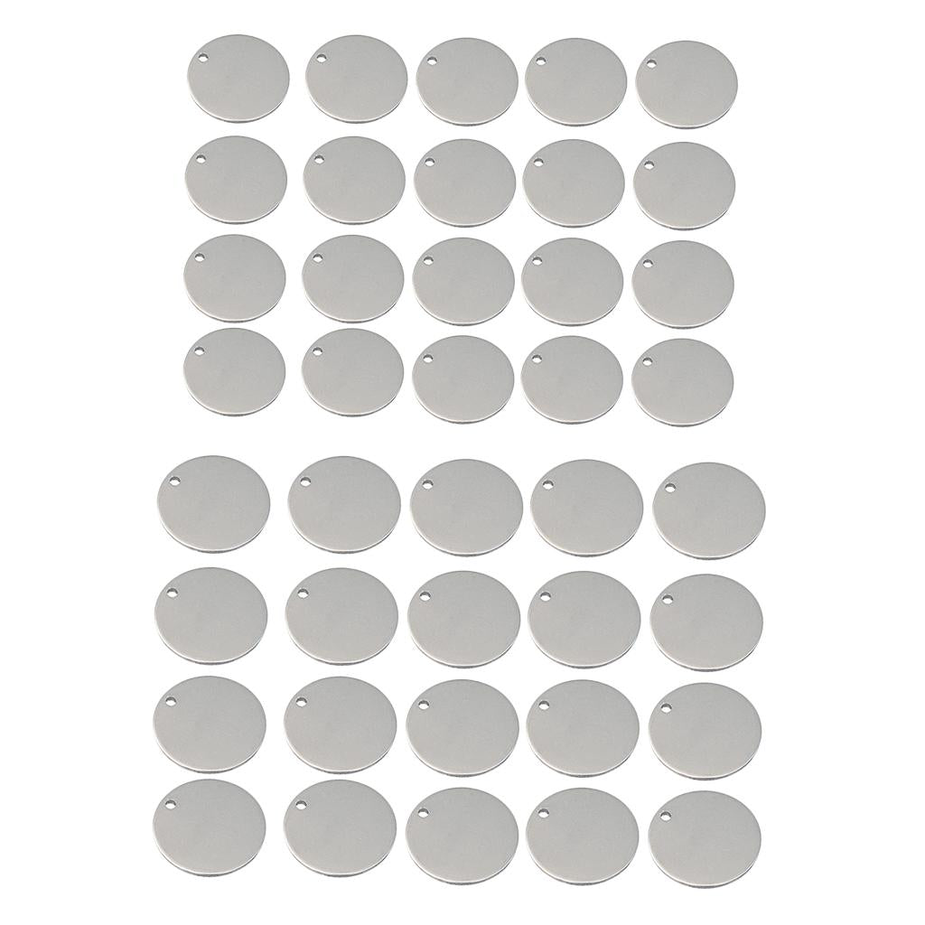40pcs Round Stainless Steel Tag Findings Pet Identification Metal Blank