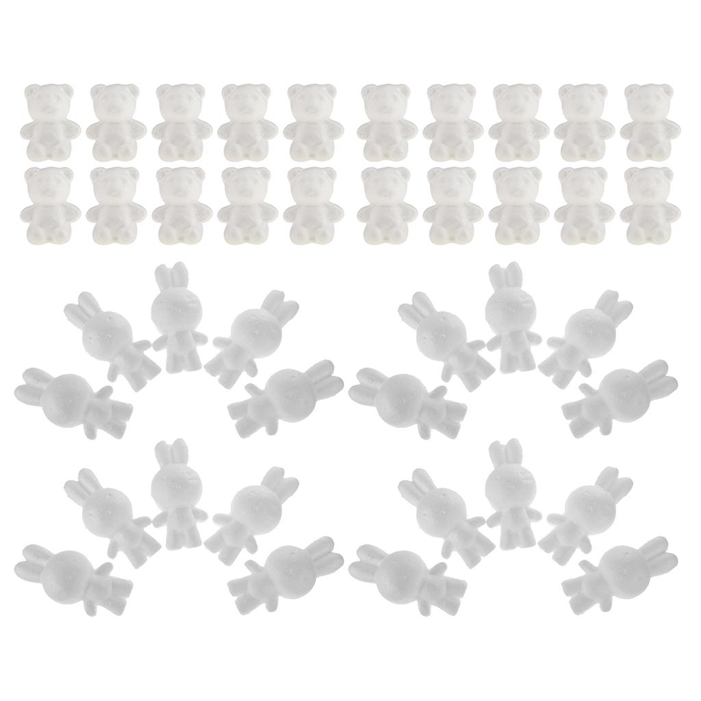 40Pcs Rabbit Bear Shape Foam Ornaments for DIY Modelling Crafts