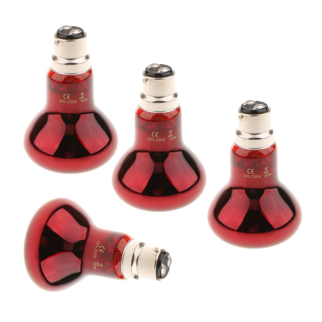 4pcs B22 UVA Heater Reptile Heat Basking Lamp Moonlight Bulb 220V 50W