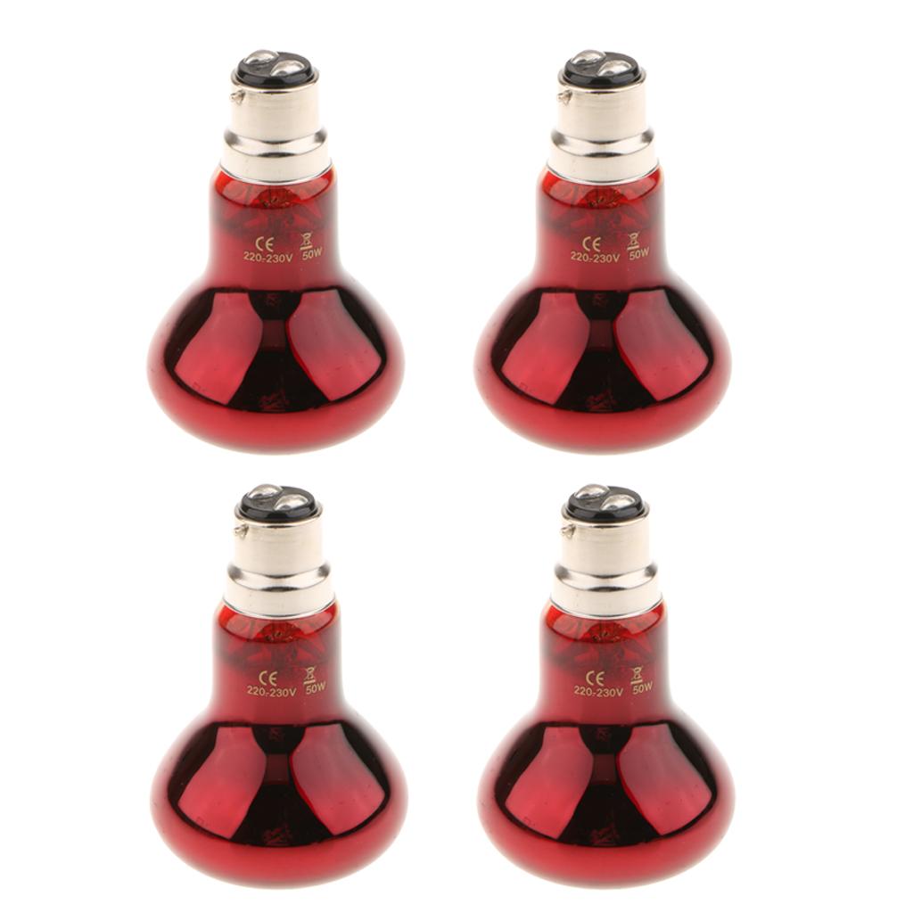 4pcs B22 UVA Heater Reptile Heat Basking Lamp Moonlight Bulb 220V 50W