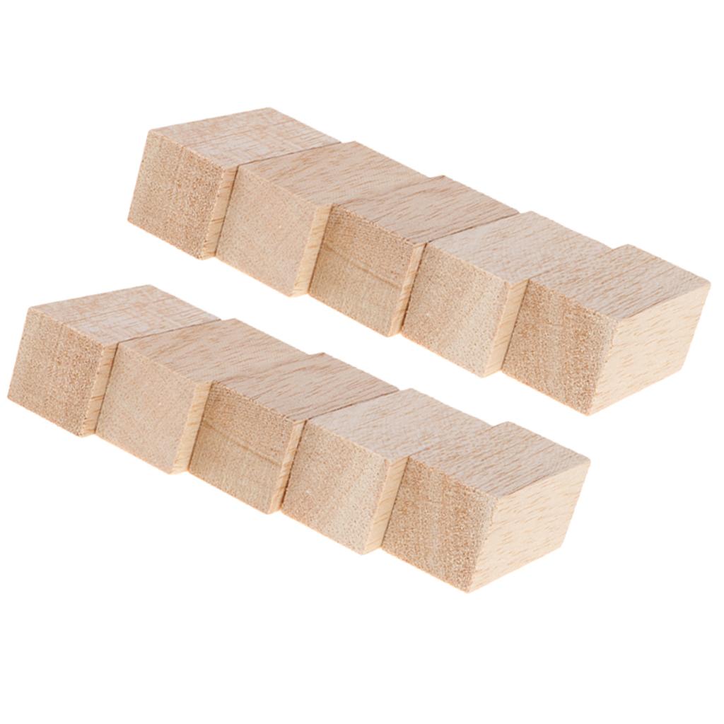 10Pcs Natural Unfinished Wood Block DIY Modelling Woodworking Material Craft