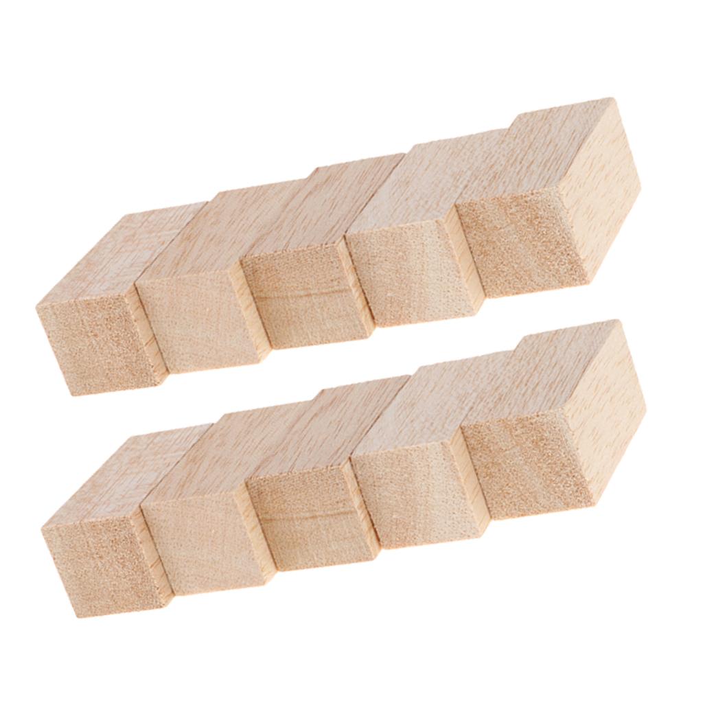 10Pcs Natural Unfinished Wood Block DIY Modelling Woodworking Material Craft