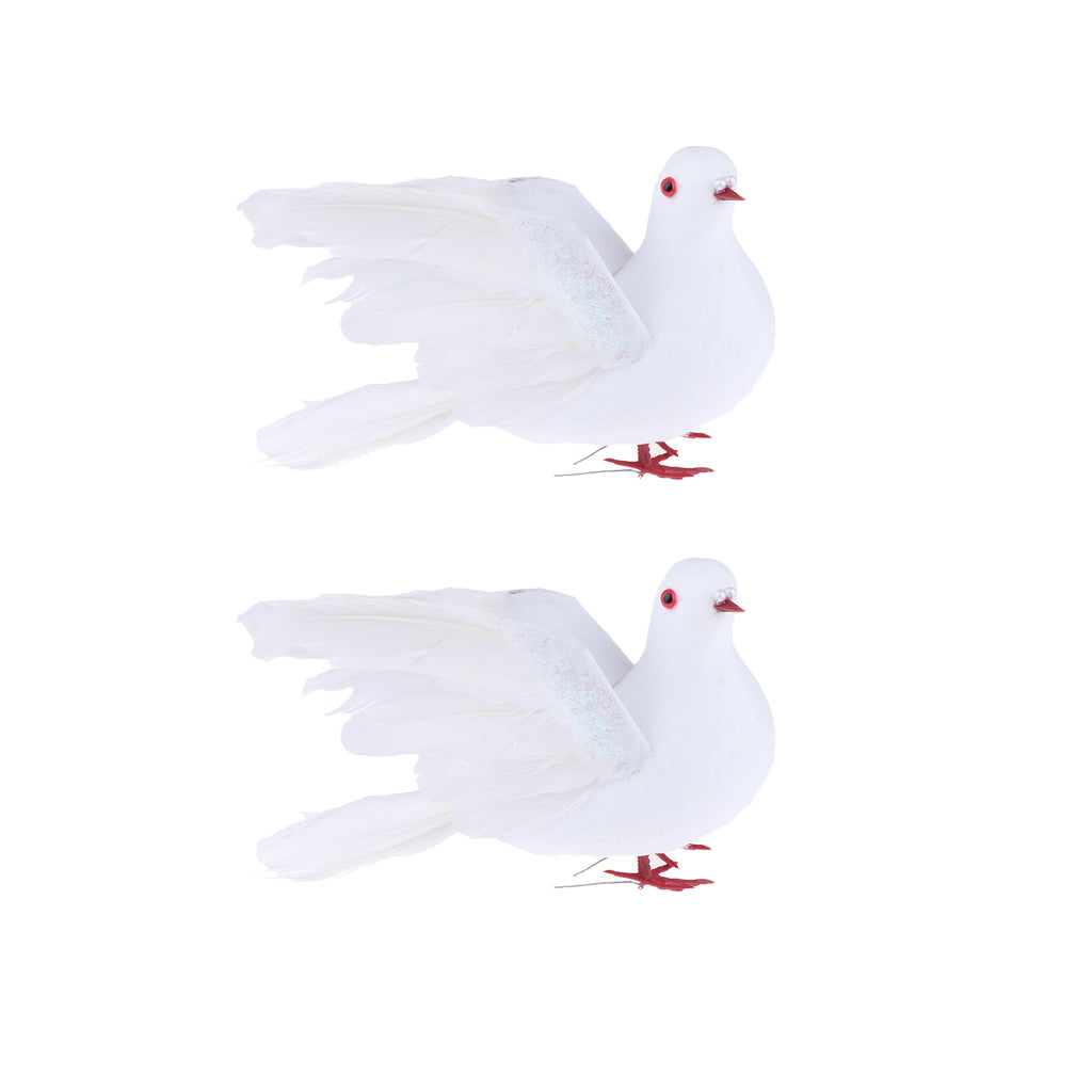 2xFake Artificial Feather Foam Doves Birds Wedding Decoration Flying Doves