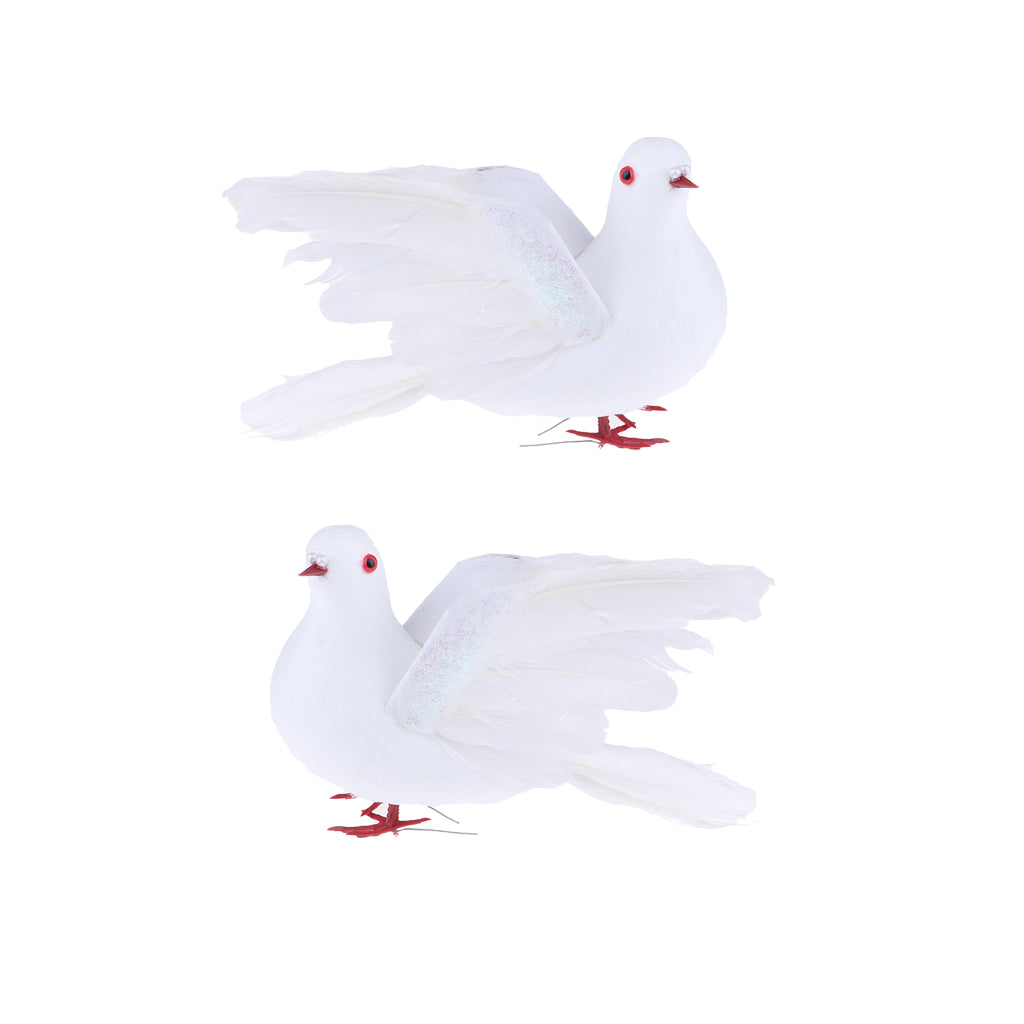 2xFake Artificial Feather Foam Doves Birds Wedding Decoration Flying Doves