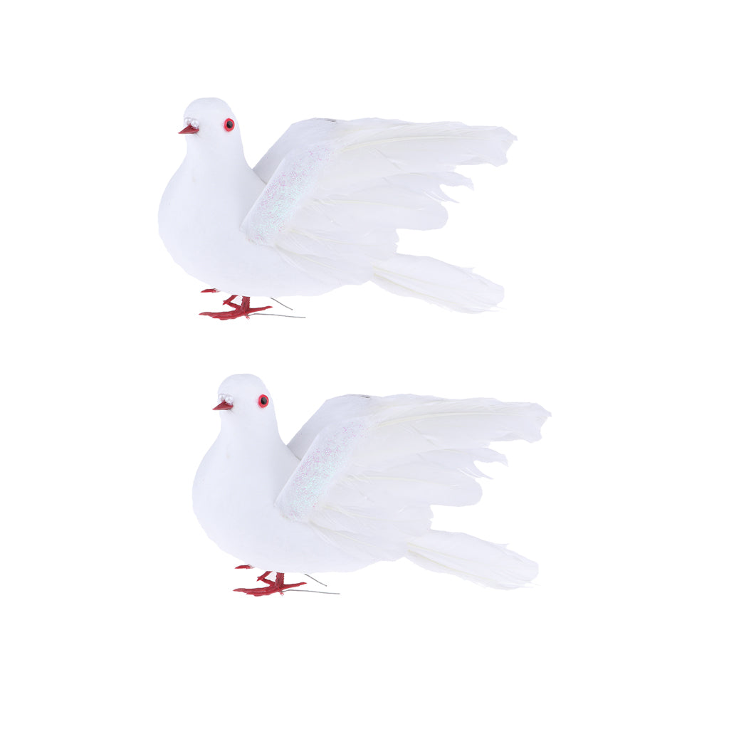 2xFake Artificial Feather Foam Doves Birds Wedding Decoration Flying Doves