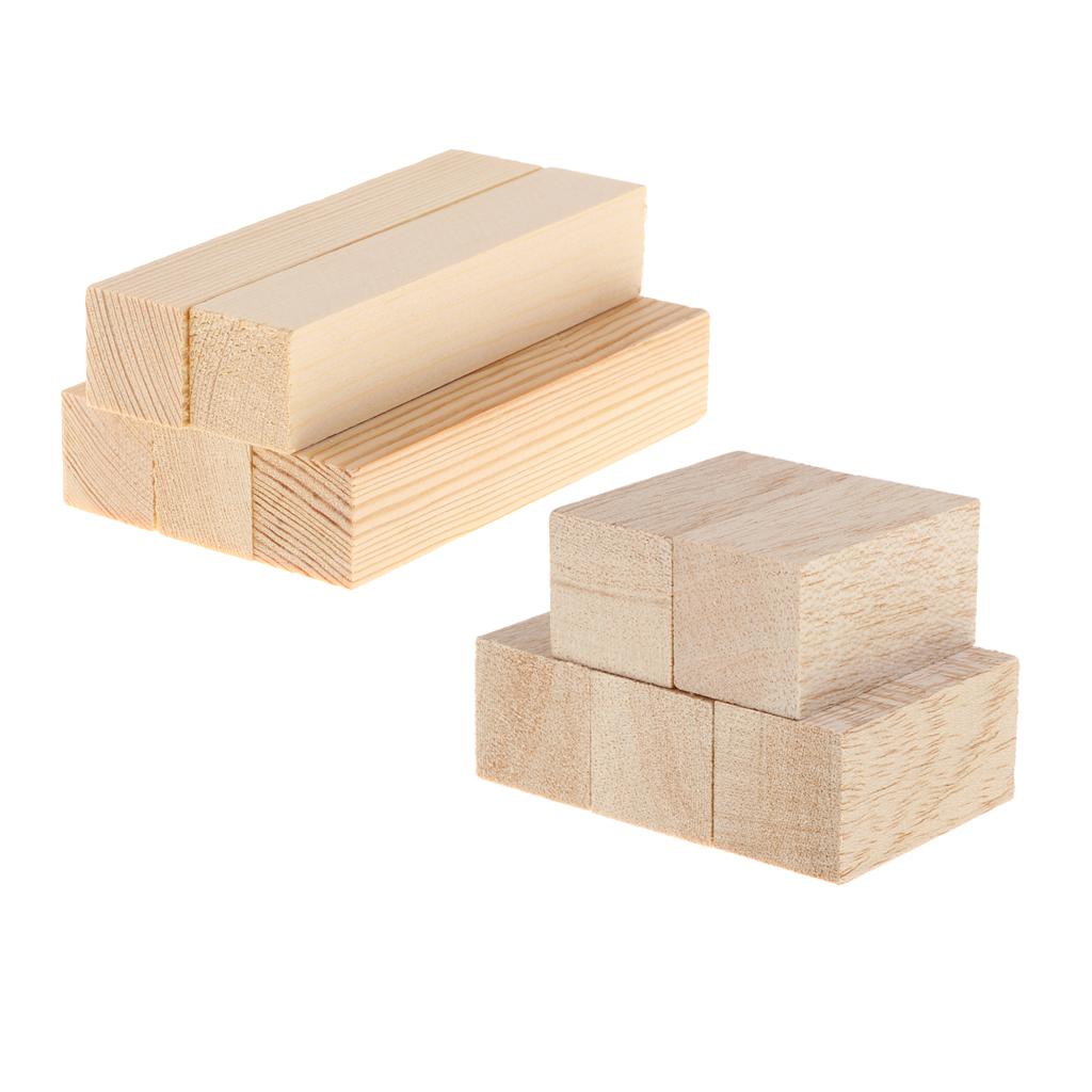 10x Natural Unfinished Wood Blocks DIY Modelling Woodworking Materials Craft