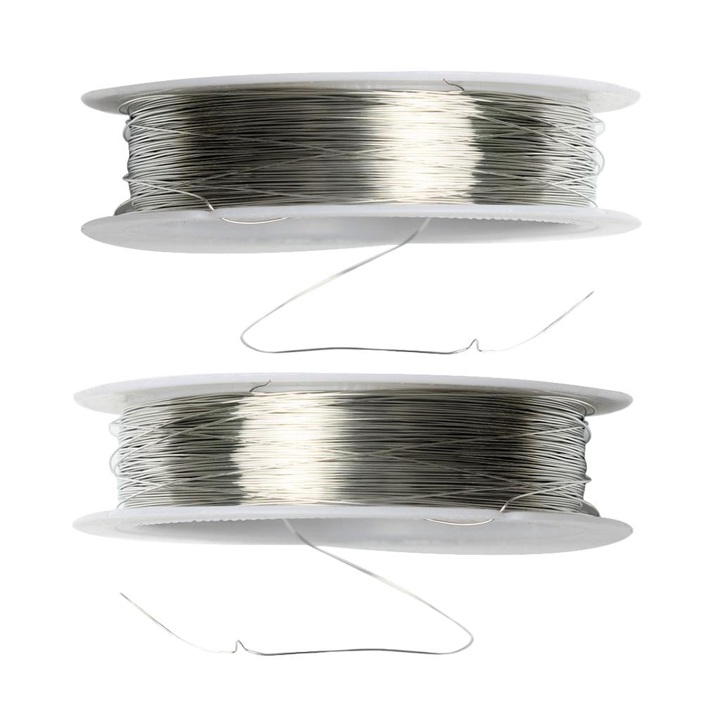 2 Rolls 22m Iron Wire for DIY Bridal Hair Jewelry Making 0.3mm Silver