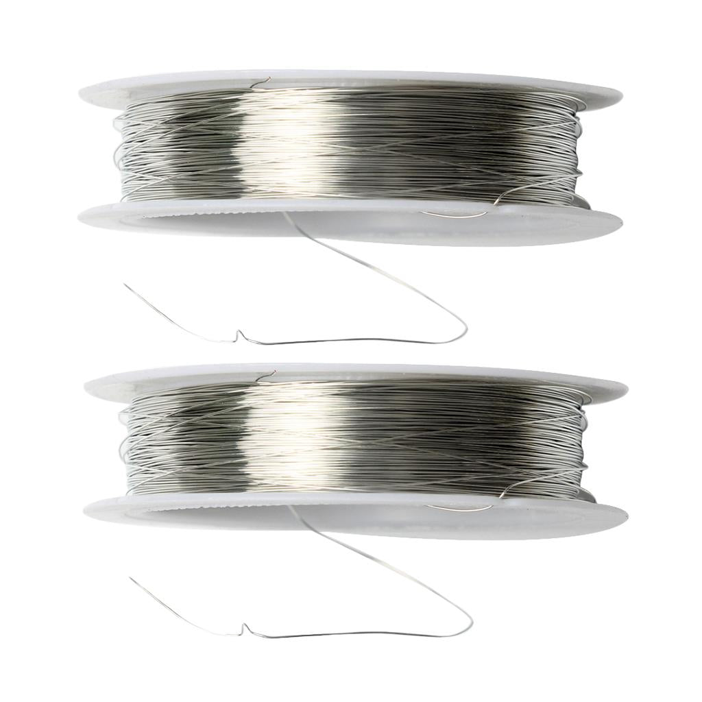 2 Rolls 22m Iron Wire for DIY Bridal Hair Jewelry Making 0.3mm Silver